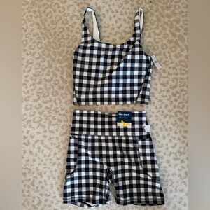 Old Navy Black & White Gingham Bike Shorts and Crop Tank Set